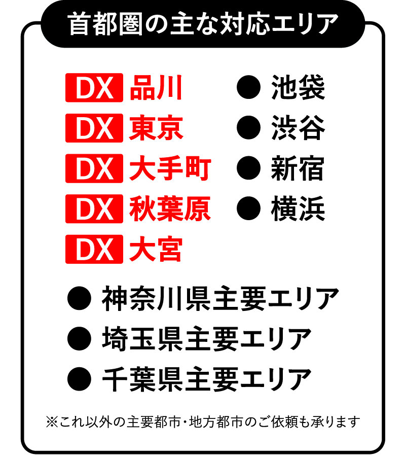 首都圏の主な対応エリア