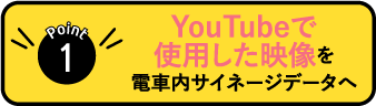 POINT1:YouTubeで使用した映像を電車内サイネージデータへ