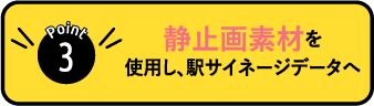 POINT3:静止画素材を使用し、駅サイネージデータへ